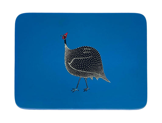 Table Mats, Original Guinea Fowl on Blue, Set of 4