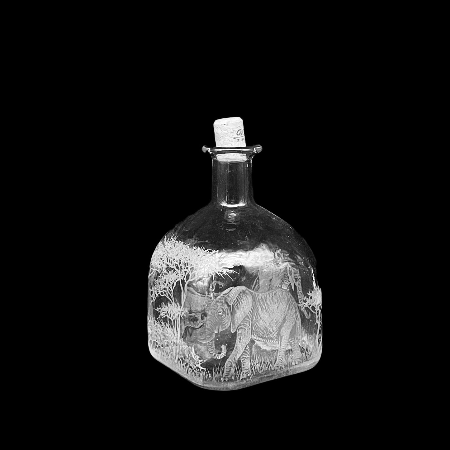 PAIR of Bottles, Engraved with Elephant