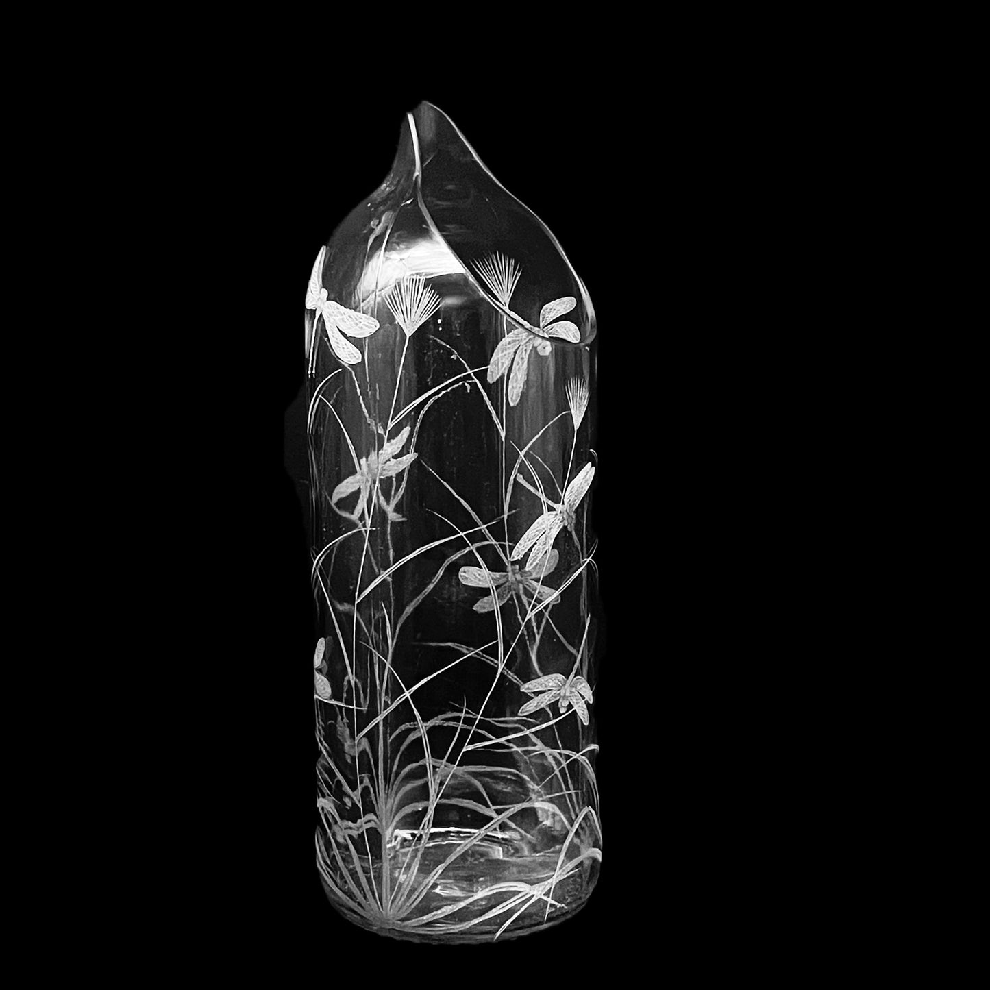 Hand Engraved Large Clear Bottle Jugs with Dagon Fly