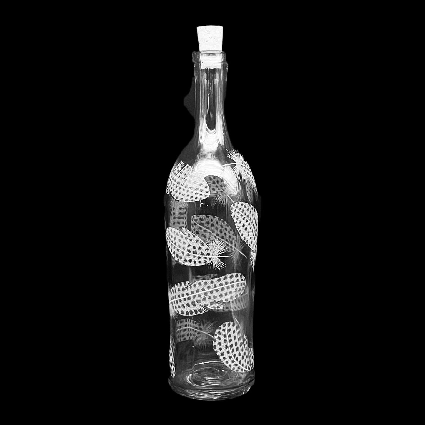 Bottles, Engraved with Guinea Fowl Feathers