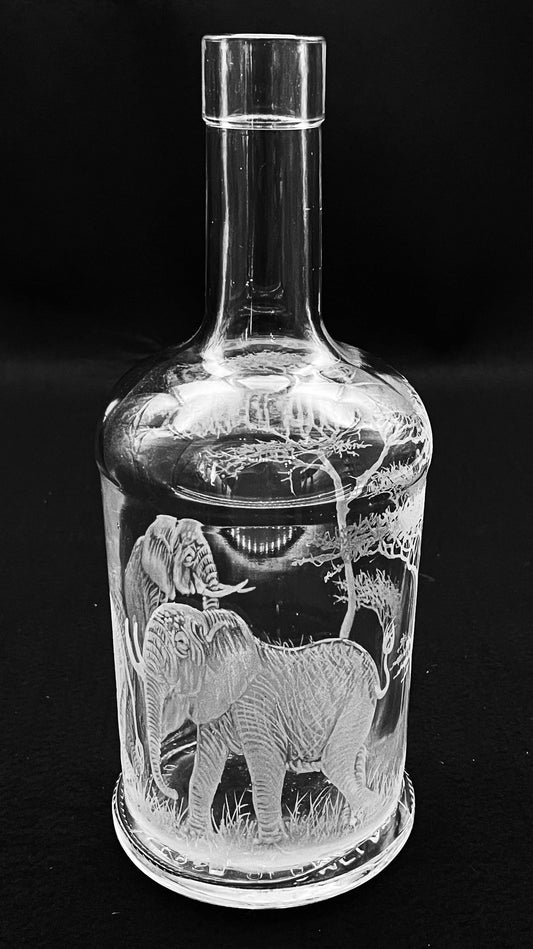 Bottle, Engraved with TWO Elephant