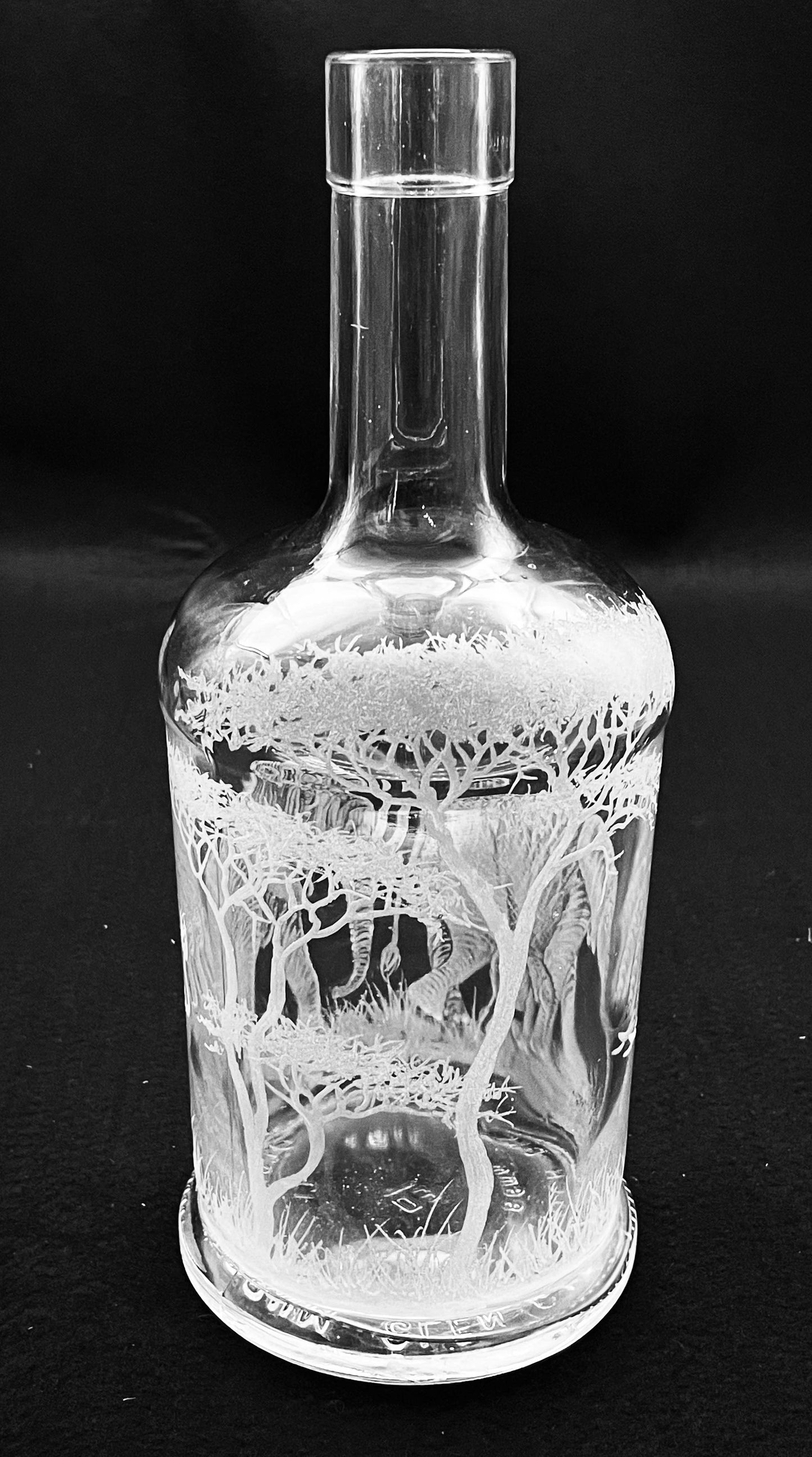Bottle, Engraved with TWO Elephant
