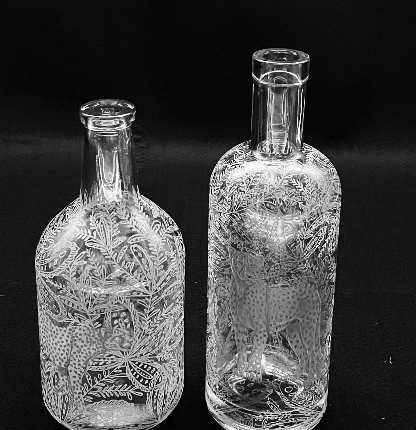 Bottles, Engraved with Hidden Leopard