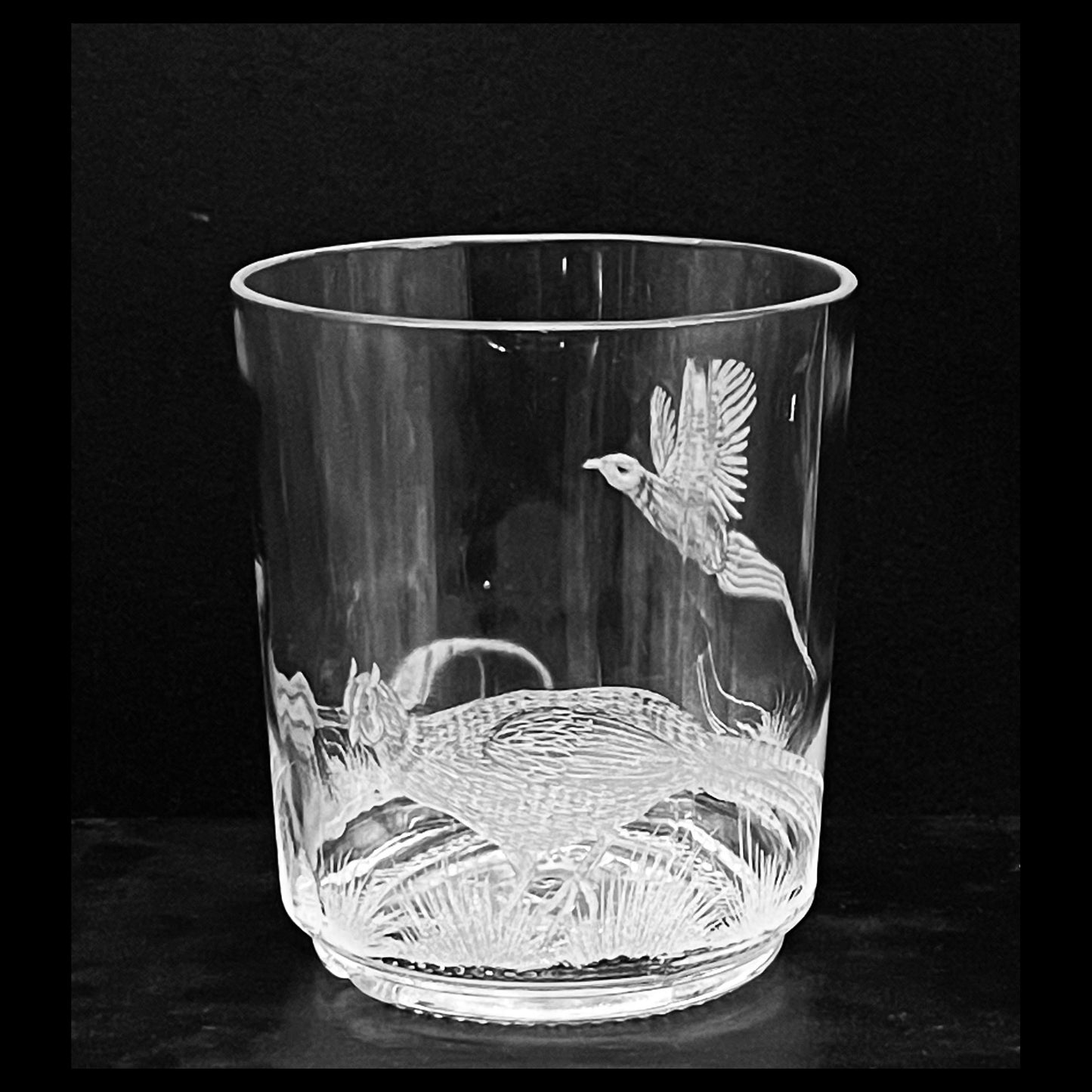 Candle Holder, Engraved with Partridge & Pheasant