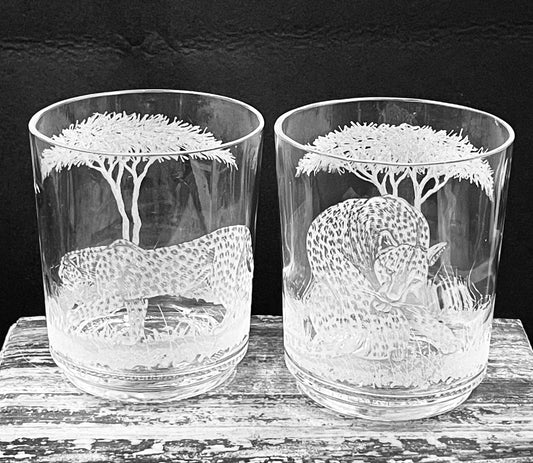 Candle Holder Engraved with Leopard