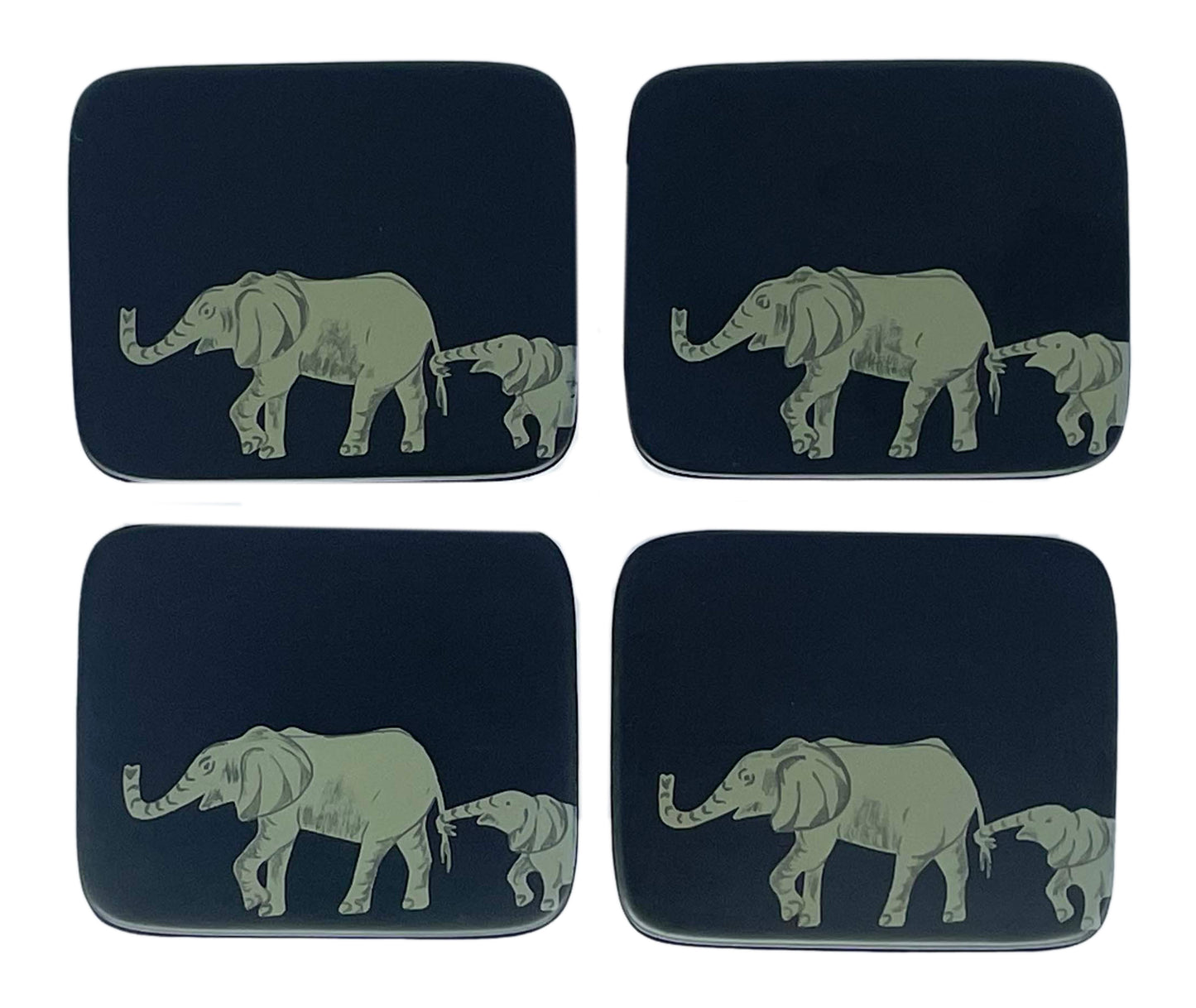Table Mats, Grey Elephant on Navy, Set of 4