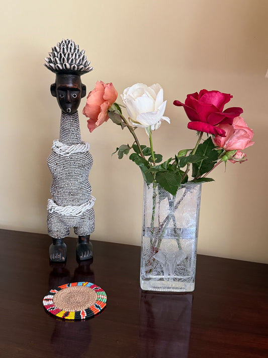 Vase, Rectangular Hidden Engraved Elephant