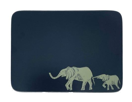 Table Mats, Grey Elephant on Navy, Set of 4