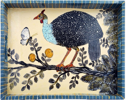 Naive Art Tray - Large - Guinea Fowl