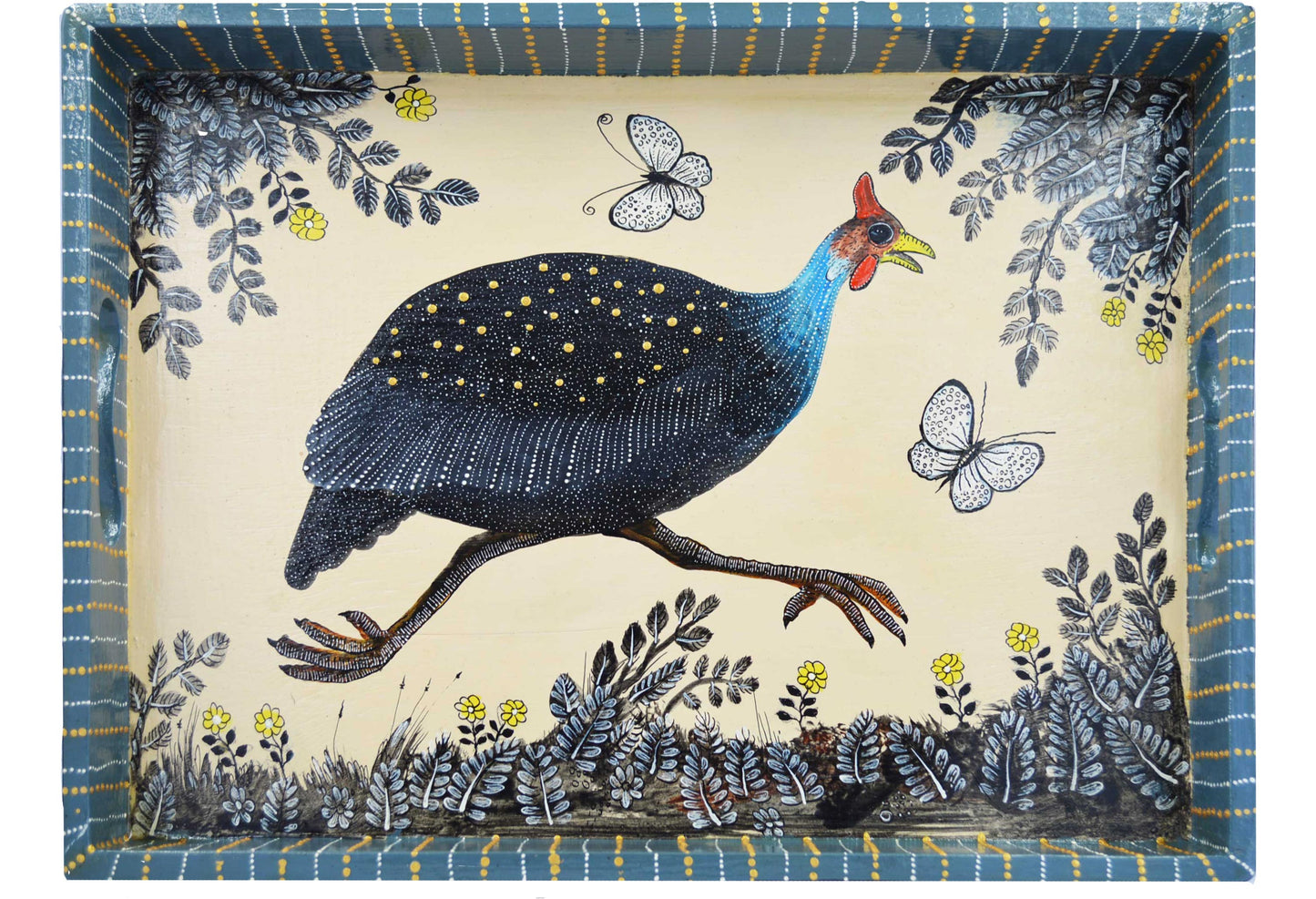 Naive Art Tray - Large - Guinea Fowl