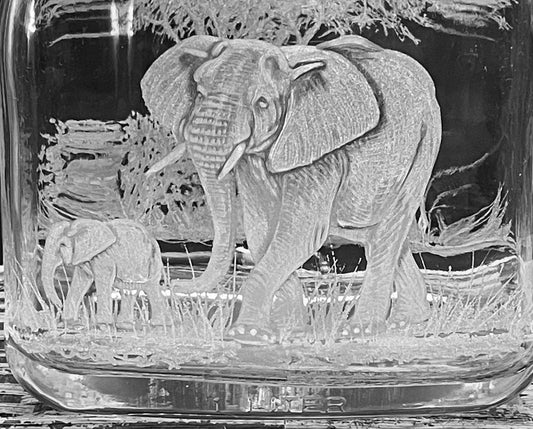 Bottles, Engraved with Elephant
