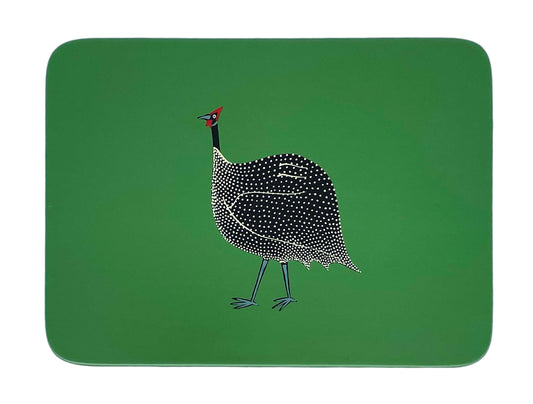 Table Mats, Original Guinea Fowl on Avocado Green, Set of 4