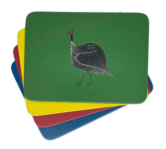 Rectangular Coasters, Original Guinea Fowl Harlequin Set of 4