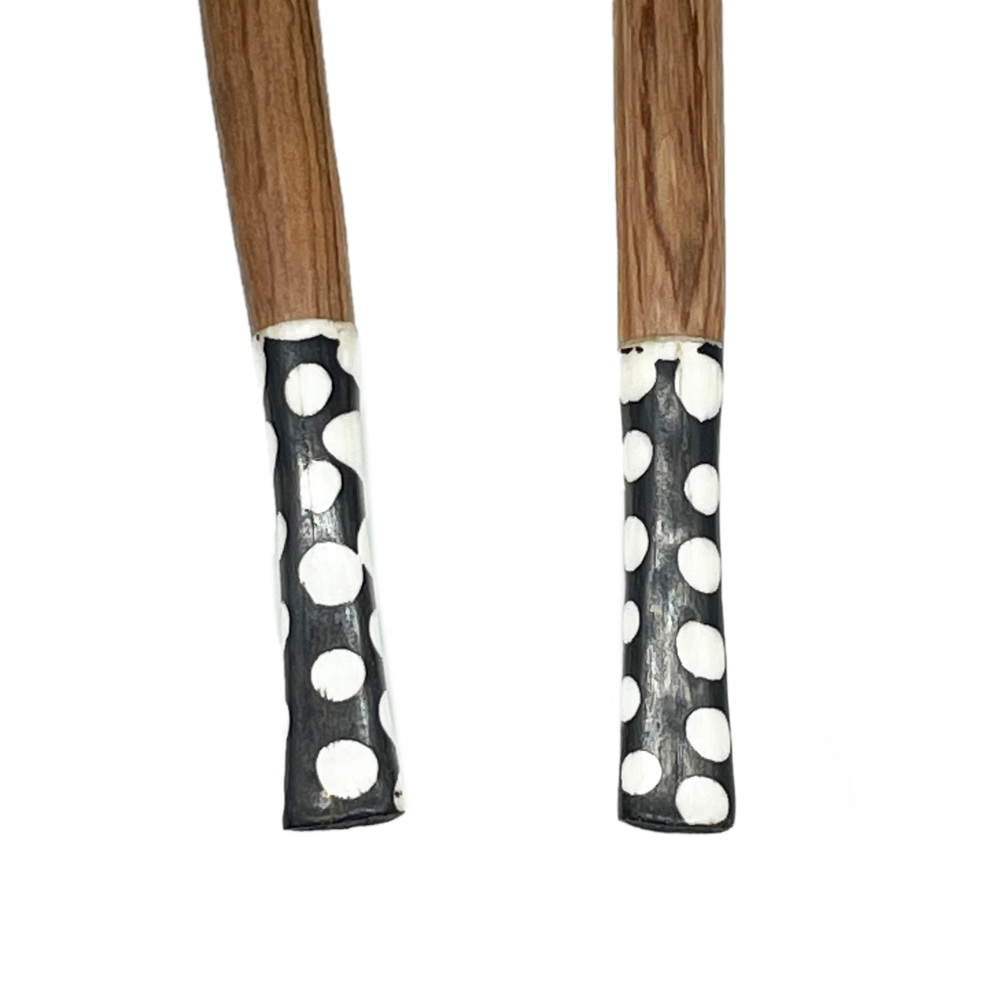 Regular Olive wood Salad Servers with Black & White Batik Handles