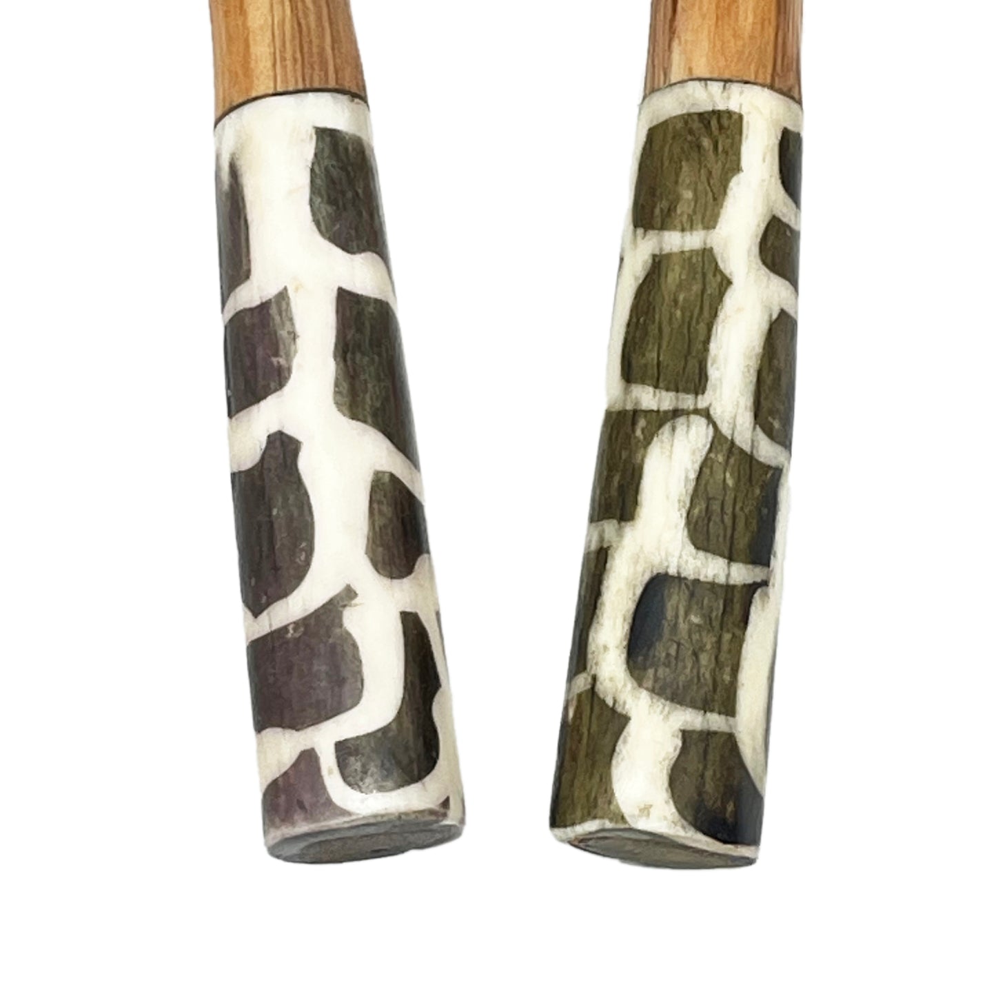 Chunky Olive wood Salad Servers with Olive Green Handles.