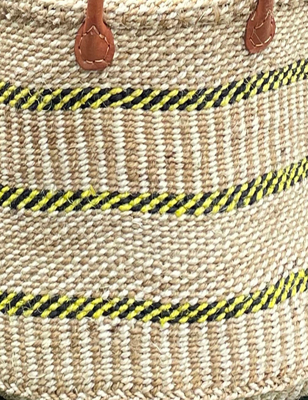 Extra Wide Sisal Basket Natural with Black & Yellow Zigzag