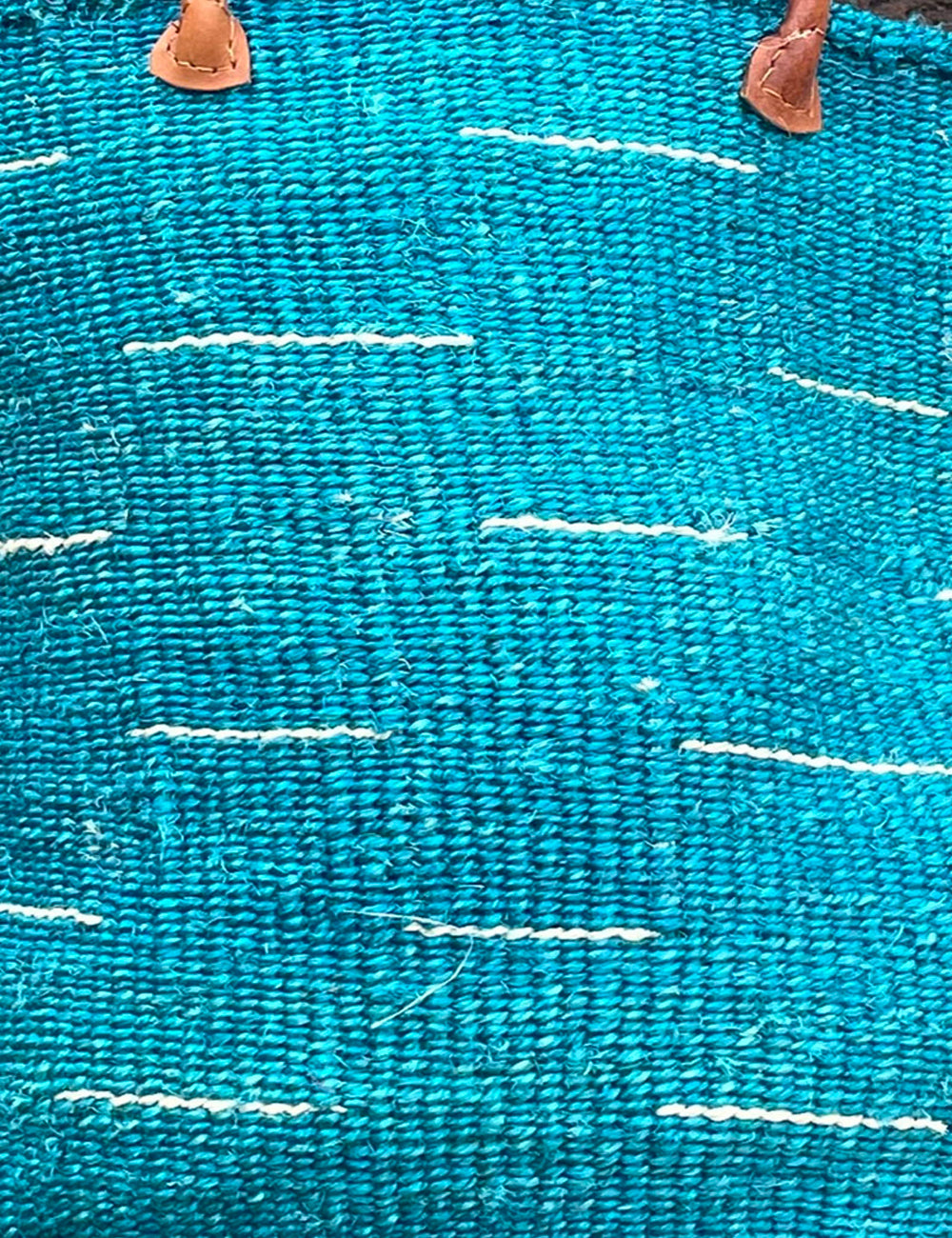 Large Sisal Basket Turquoise with White Flash