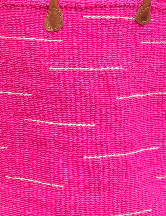 Large Sisal Basket Pink with White Flash