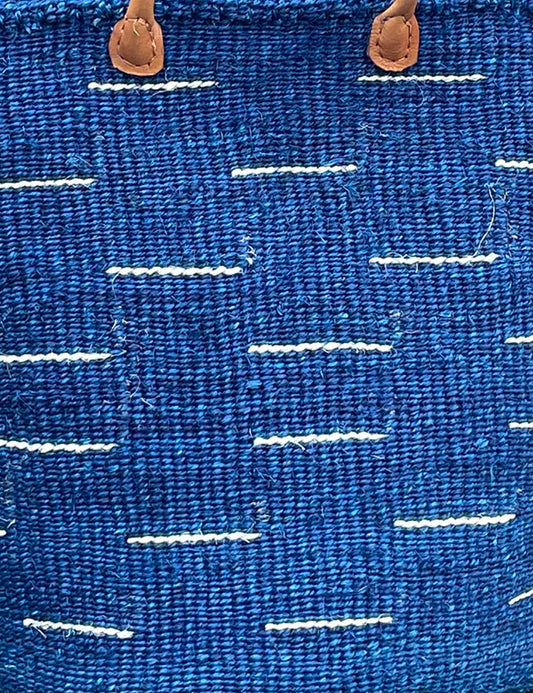 Large Sisal Basket Royal Blue with White Flash