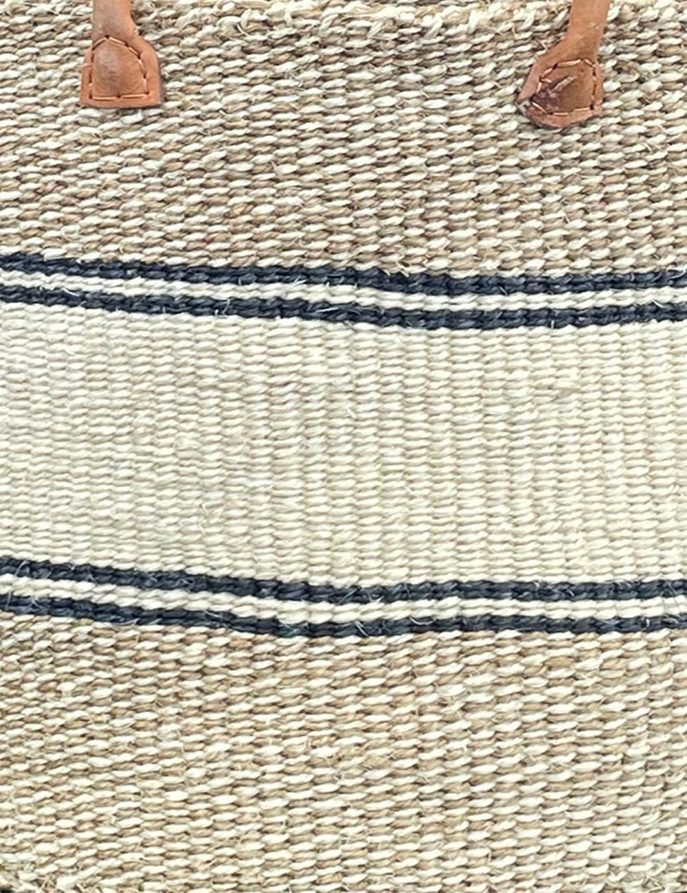 Medium Sisal Basket Natural & Ivory Marl with Ivory Hoop & Fine Black Stripes