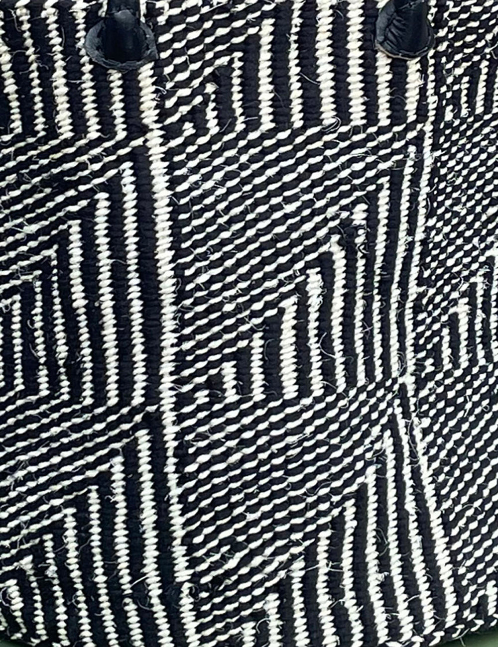 XXL Black & White Flag design Woollen and Sisal Basket.