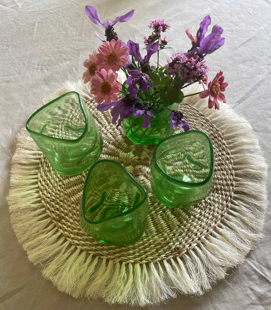 Sisal Woven Mats with Frilled Edge - Natural Colour design.