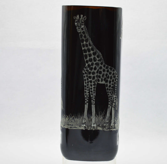 Extra Large Rectangular Storm Lantern, Engraved with Giraffe