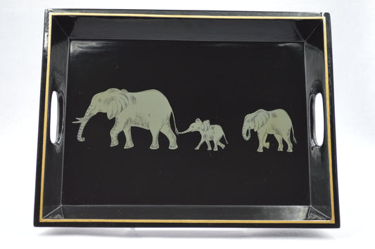 Lap Tray Hand Painted Grey Elephant on French Navy