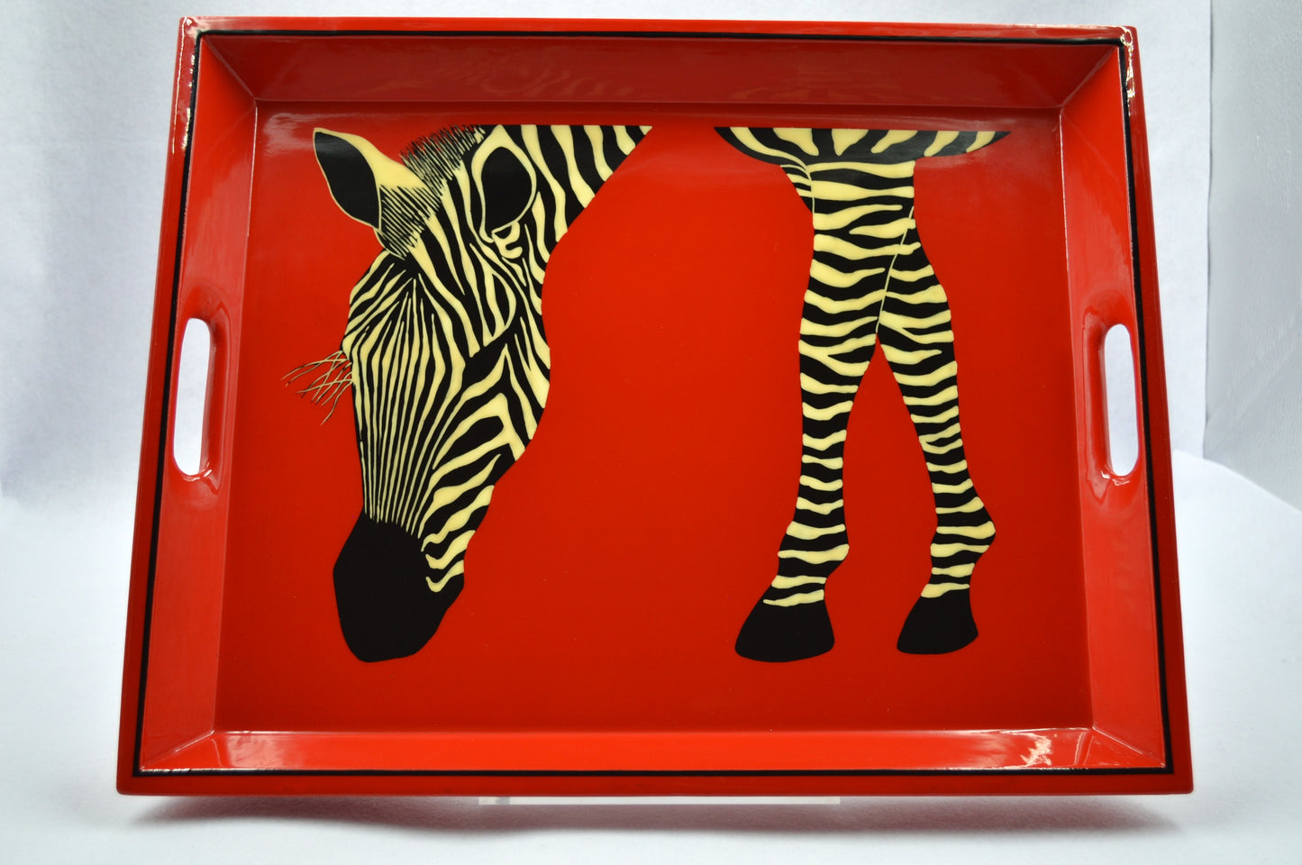 Tea Tray Red Zebra Eating