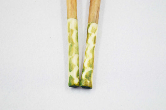 Regular Olive wood Salad Servers with Green Handles