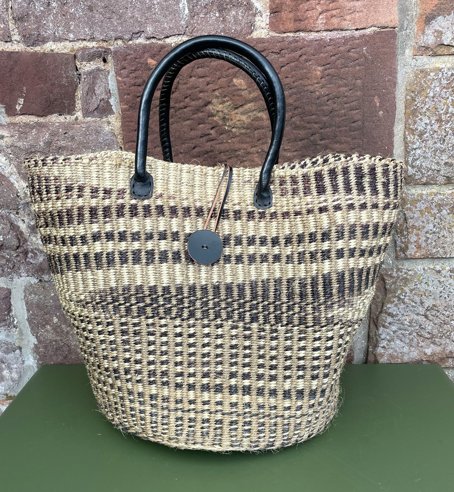 Medium Plus Sisal Basket Mixed Charcoal & Ivory