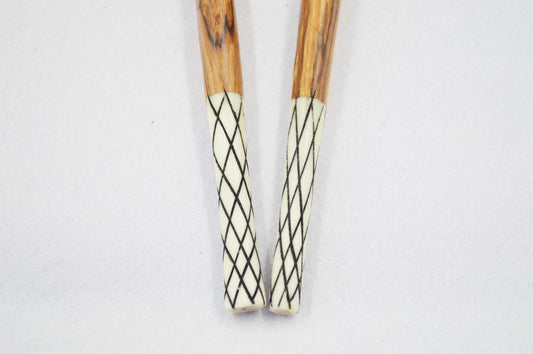 Short Olive wood Servers with White Bone Handle
