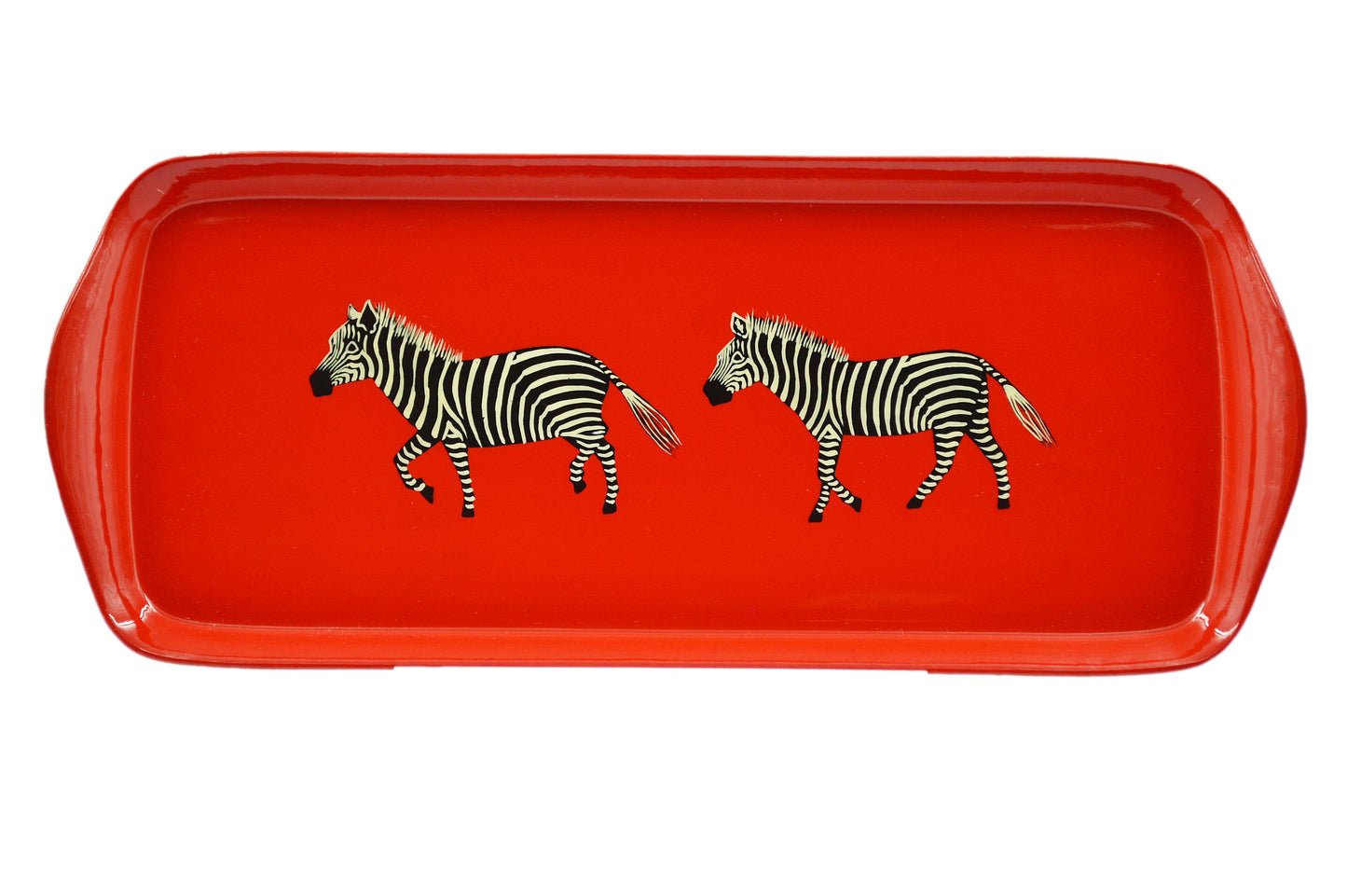 Mug Tray Hand Painted Zebra on Red