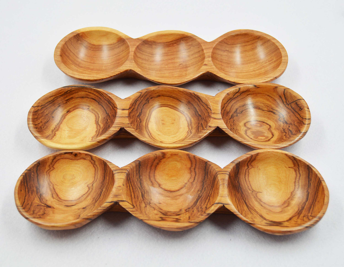 Olive wood Triple Bowl