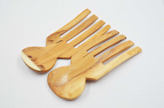 Olive Wood Comb Salad Servers