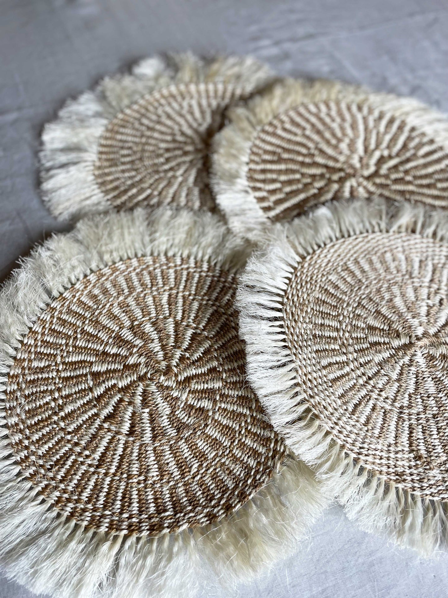 Sisal Woven Mats with Frilled Edge - Natural Colour design.