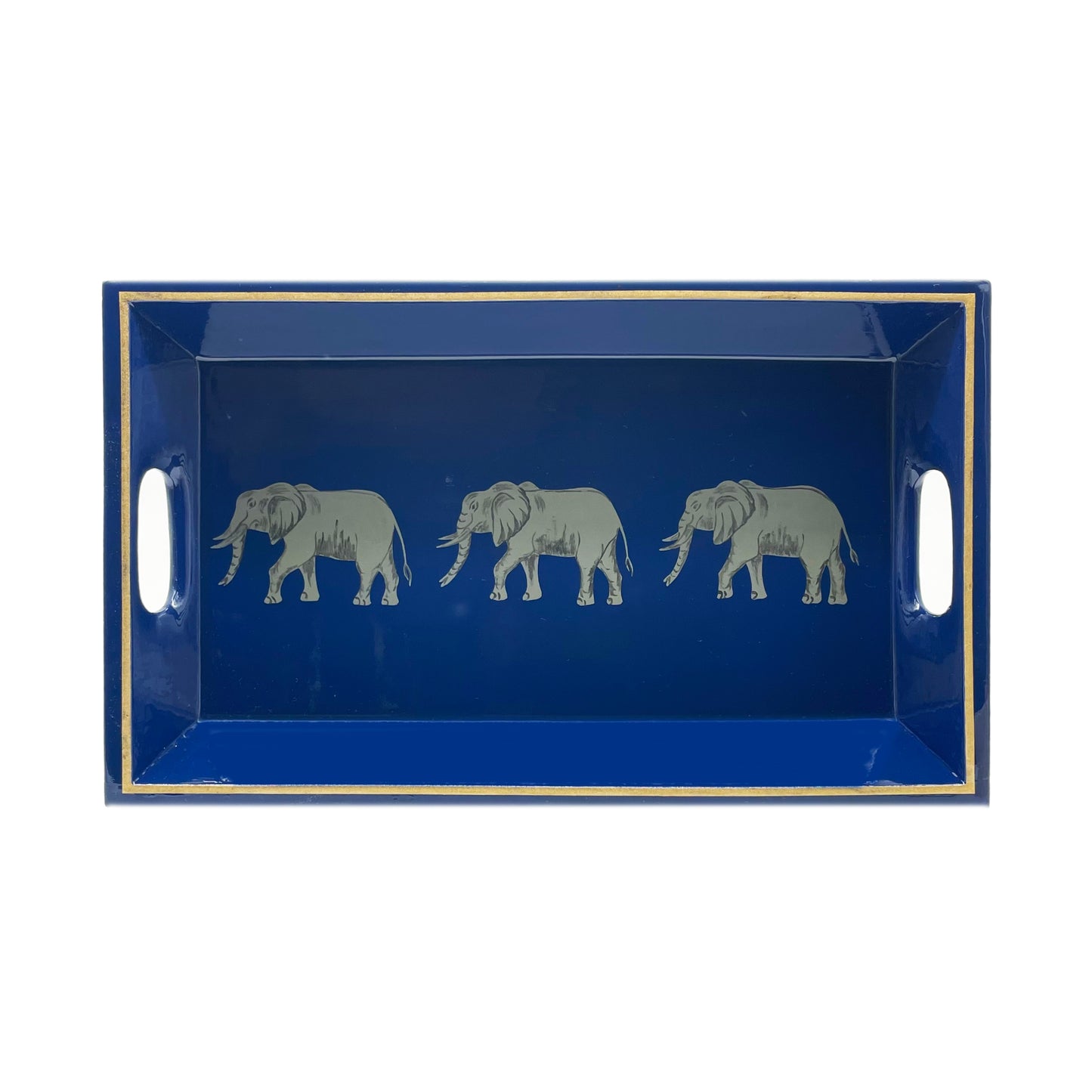 Small Drinks Tray Hand painted Elephant on Blue