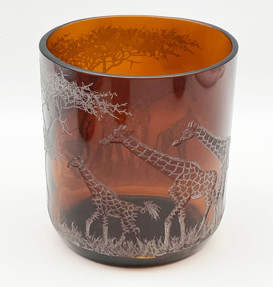 Storm Lantern Large, Engraved with Giraffe Family