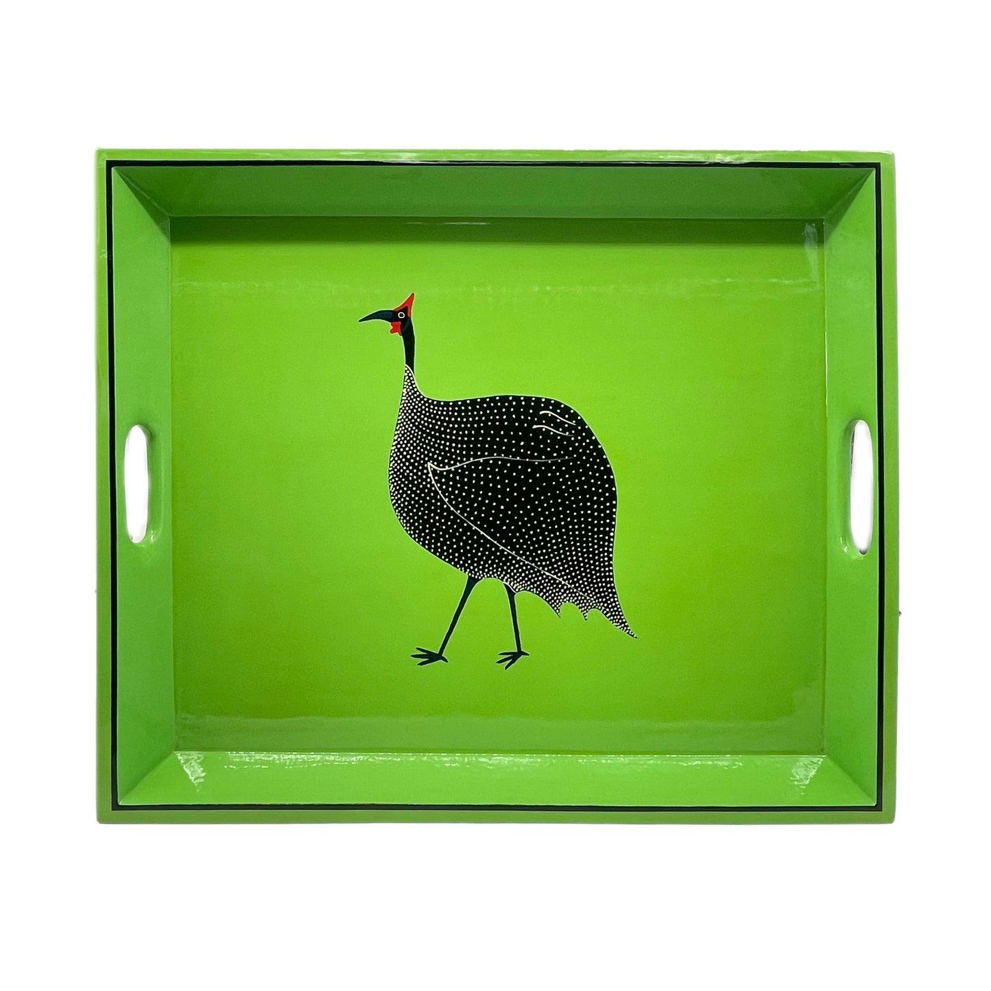 Tea Tray Guinea Fowl on Green