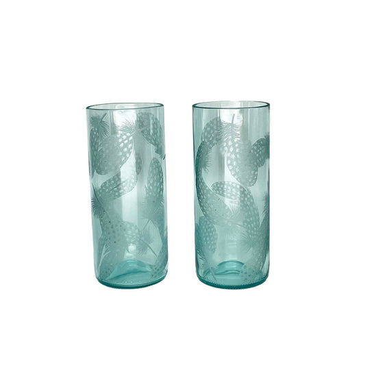 Hand Engraved recycled Glasses with Feathers