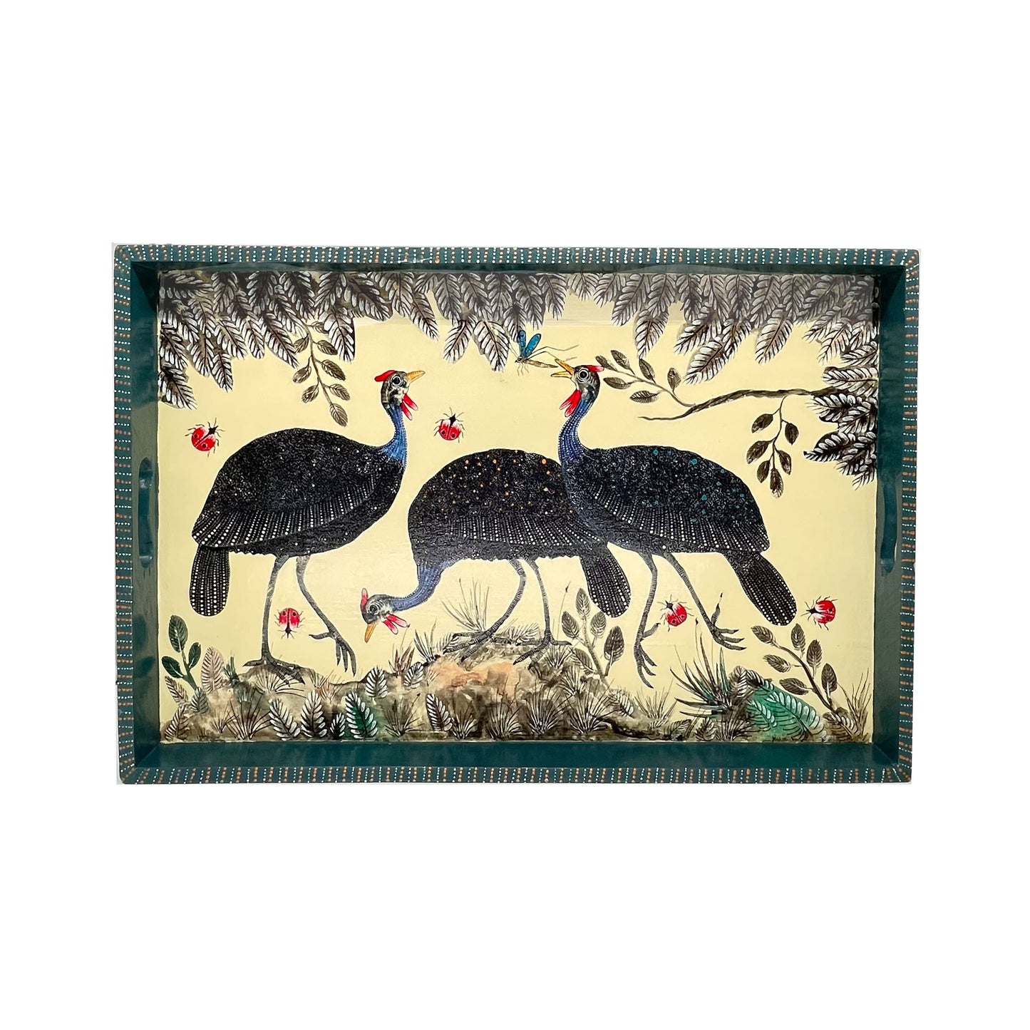Naive Art Tray - Ex Large - Guinea Fowl
