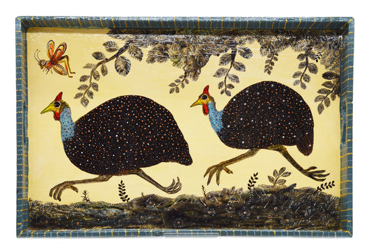 Naive Art Tray - Ex Large - Guinea Fowl