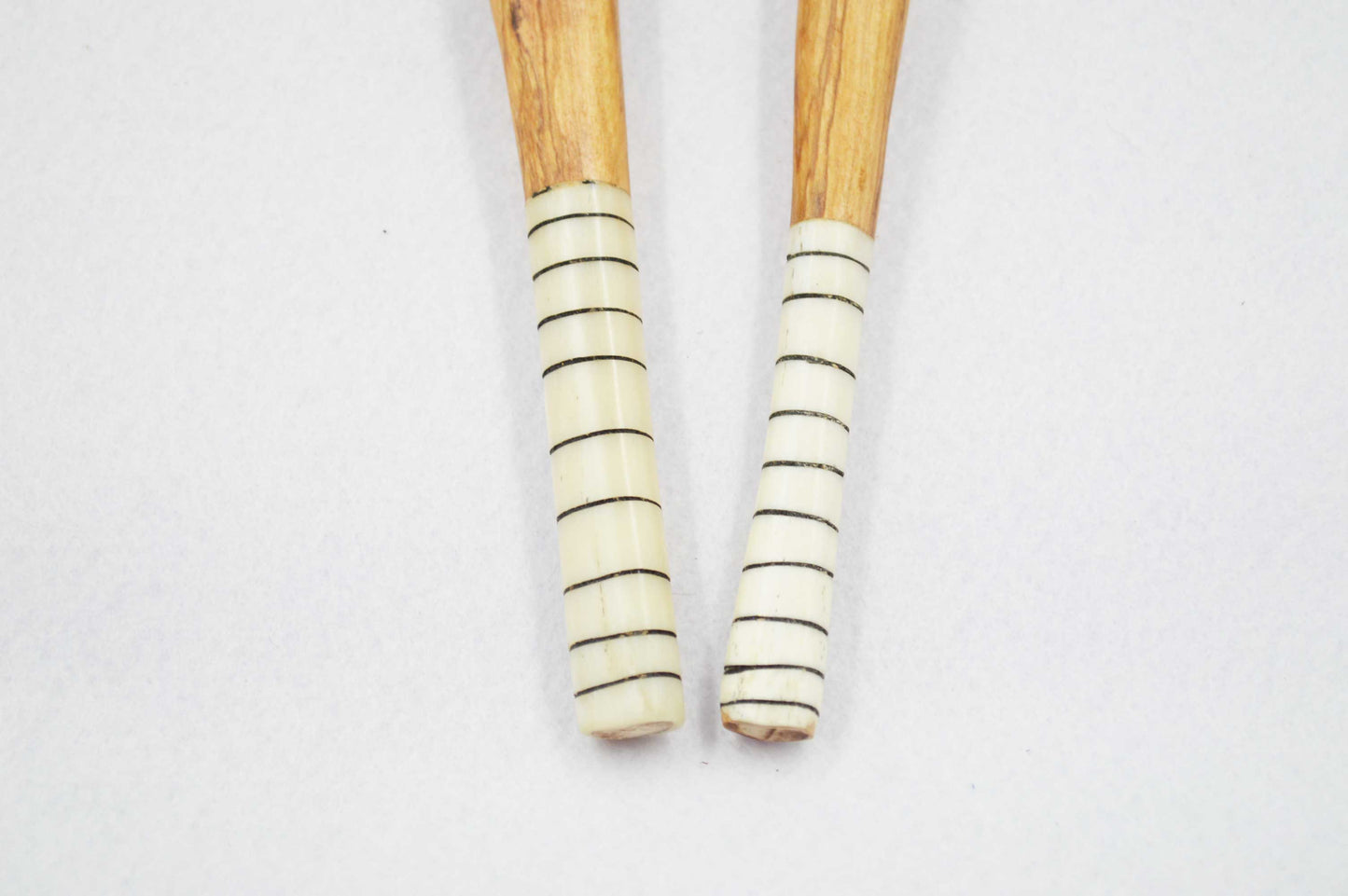Short Olive wood Servers with White Bone Handle