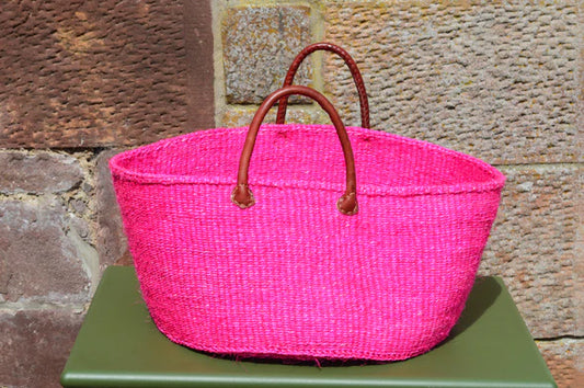 Wide Sisal XL Basket - PINKS
