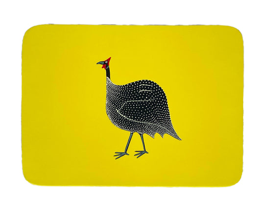 Table Mats Rectangular, Original Guinea Fowl on Yellow, Set of 4