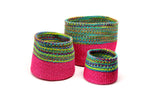 Sisal Basket Set in Pink and Rainbow