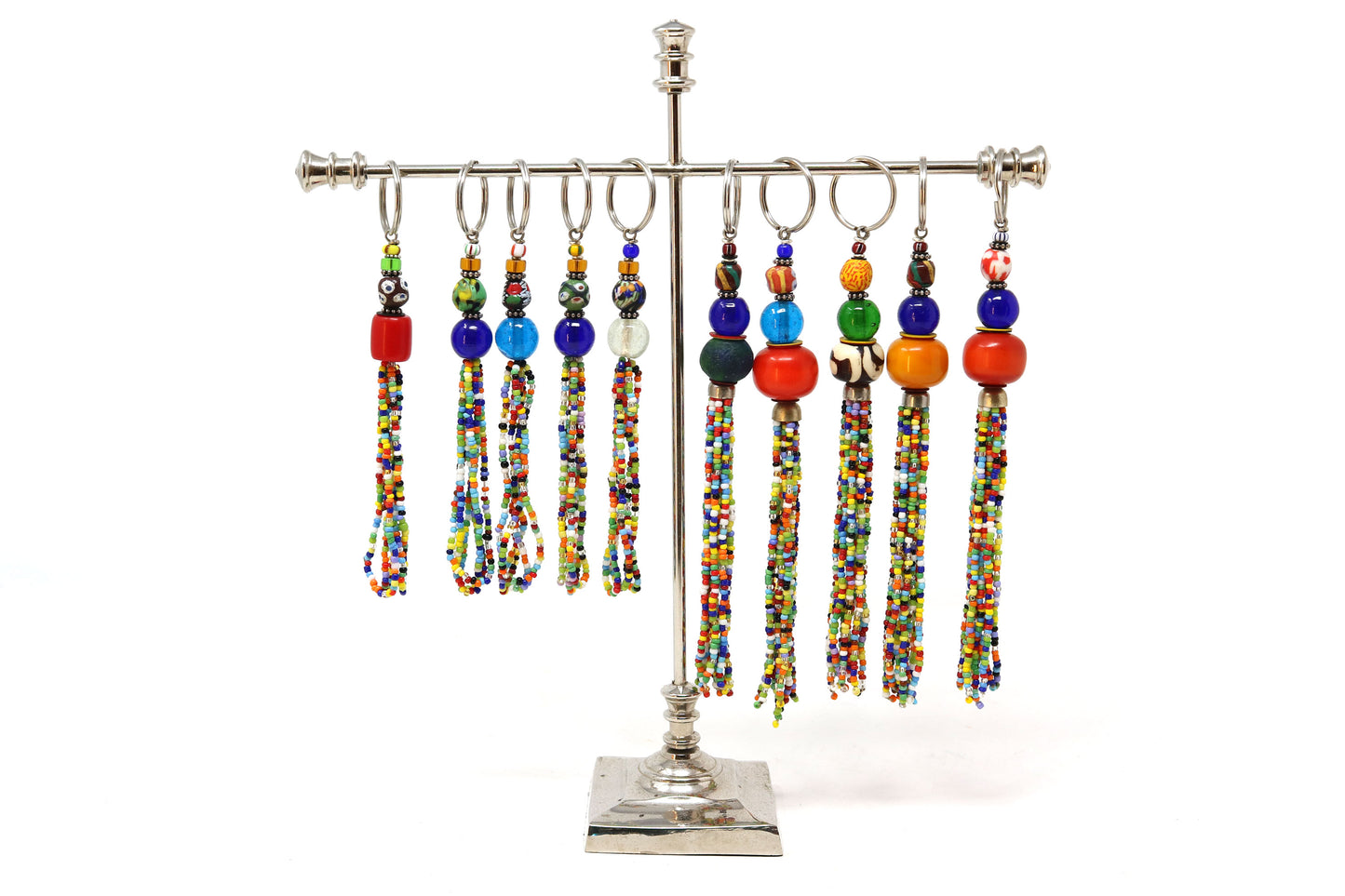 Beaded Keyring - Long & Multi Coloured loops