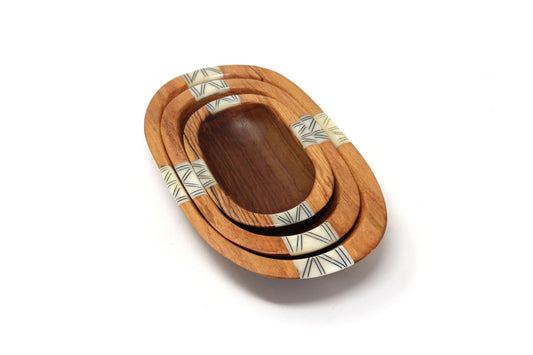 Olivewood Nesting Bowls Set of Three Oval