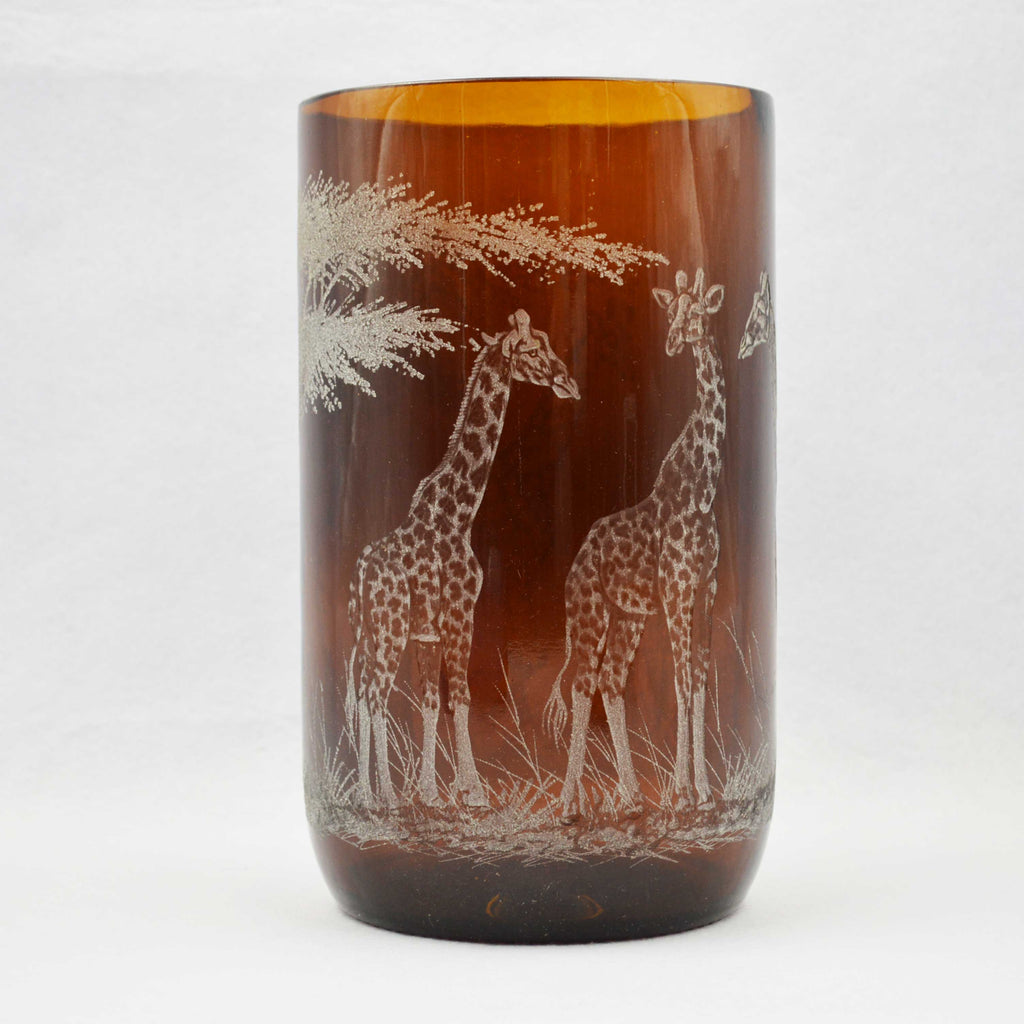 Extra Large Storm Lantern,  Engraved with Giraffes (C)