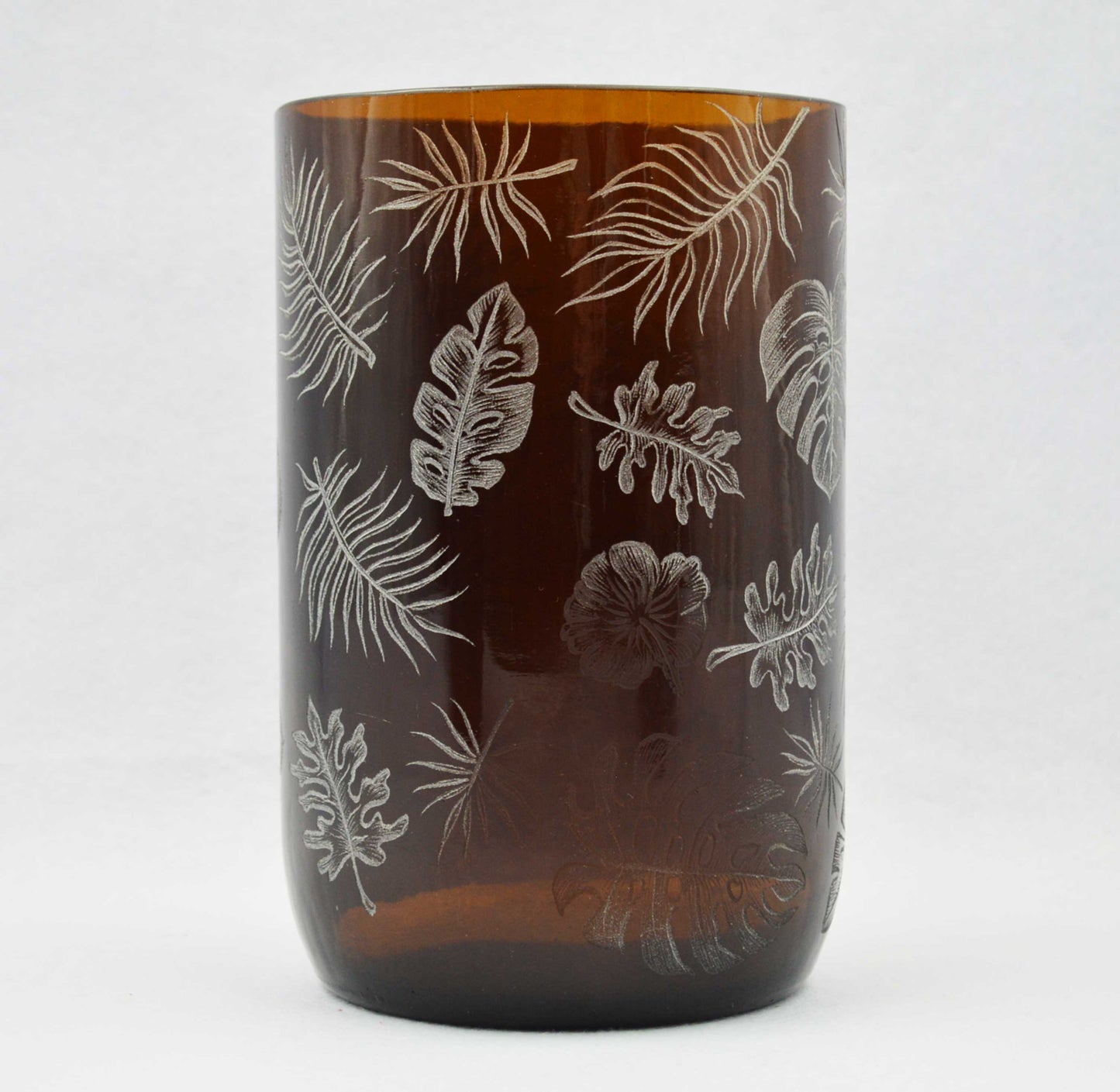 Storm Lantern Extra Large, Engraved with Tropical Leaves